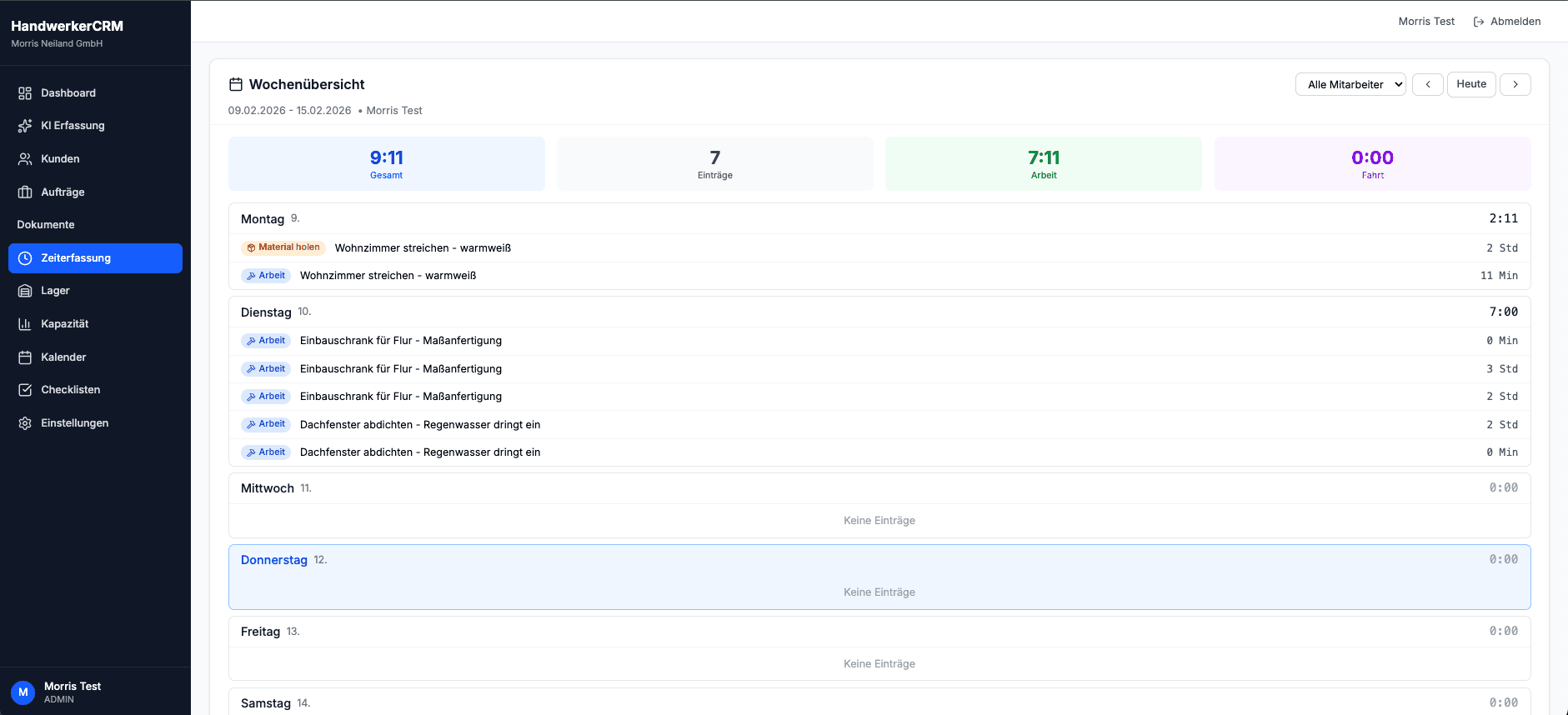 Zeiterfassung Screenshot