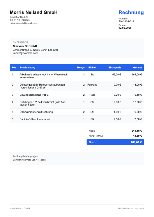 Rechnungen & Angebote Screenshot